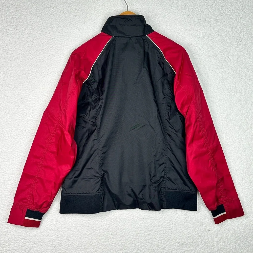 Nike Vintage Red‎ Black Track Jacket Women L Full Zip Swoosh Windbreaker Y2K 90s